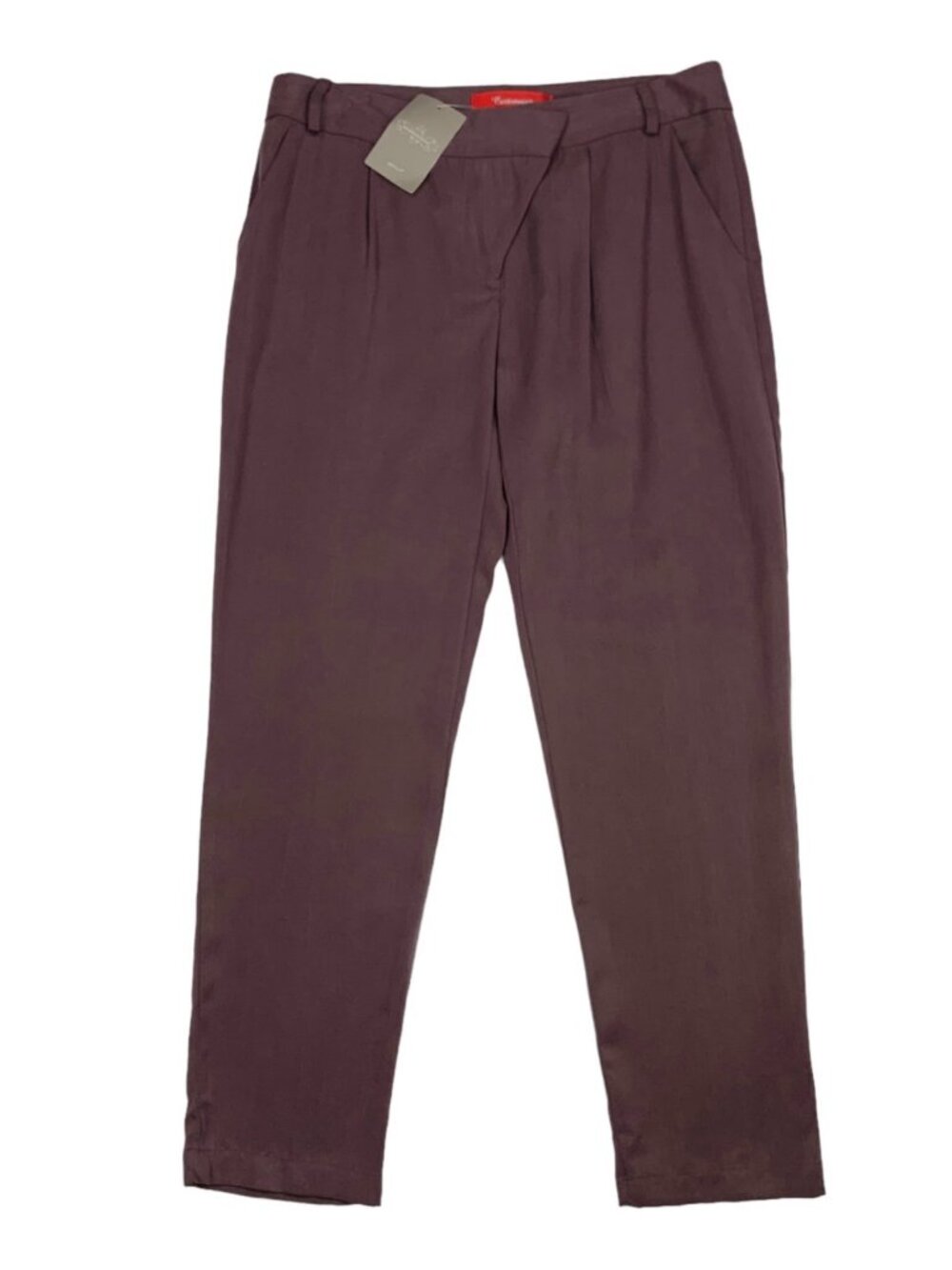 Anthropologie Cartonnier Tencel Pant Trouser 4 Purple Pleated Front Straight Leg